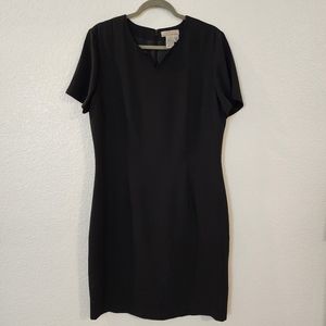 AKA Eddie Bauer sweetheart neckline black sheath dress size 16